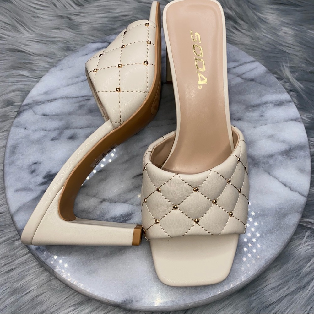 High Heel Sandals with Gold Studs
